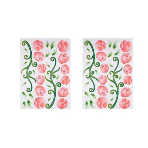 2 Adet Defter Sticker,Laptop Sticker Pembe Güllü Pvc 70X50X0,5Cm