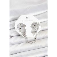 Pirinç Gümüş Renk Kelebek Model Zincir Bağlantılı Ear Cuff Küpe Seti