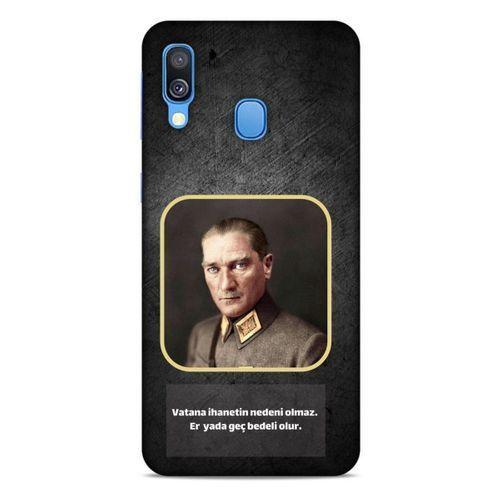 Samsung Galaxy A40 Kılıf Atatürk (3) Kapak Antrasit