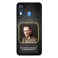 Samsung Galaxy A40 Kılıf Atatürk (3) Kapak Antrasit