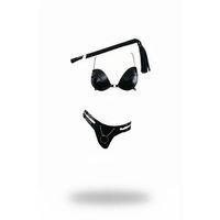 Siyah Harness Takım Deri Büstiyer Zincir Detaylı - Brf1353