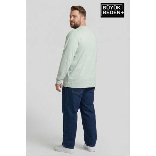 Erkek Büyük Beden Uzun Kollu 2 İplik Bisiklet Yaka Tişört SPR26BEA942