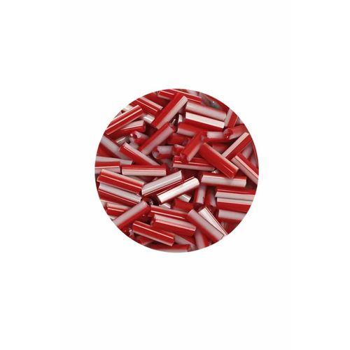 Uzun Boru Kesme Boncuk Çap 2mm Uzunluk 10 mm - 20 Gram - Kırmızı Beyaz - BNC239
