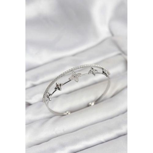 Pirinç Gümüş Renk Çiçek Model Kadın Bileklik