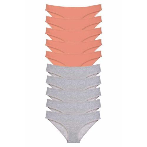 10 adet Süper Eko Set Likralı Kadın Slip Külot Pudra Gri