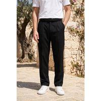 Baruchel Pileli Baggy Kalıp Kumaş Erkek Pantolon - Siyah