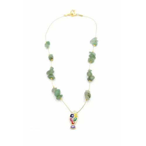 Kırıktaşlı Balık Kolye - Su Yeşili