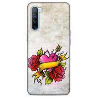 Lopard Oppo Reno 3 Uyumlu Kılıf Tattoo's (12) Koruyucu Silikon Gri Pembe