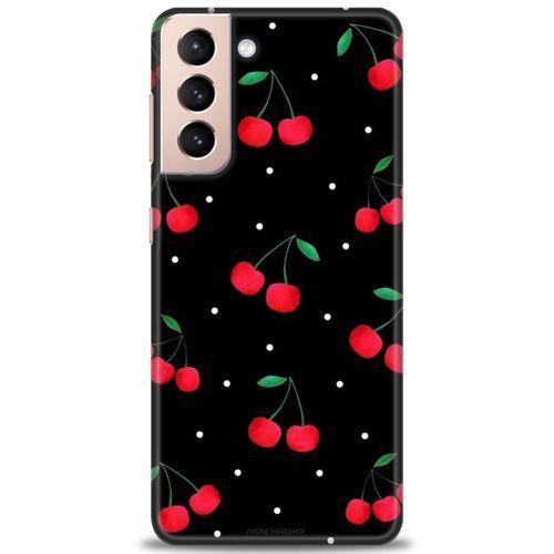 Samsung Galaxy S21 Plus Kılıf HD Baskılı Kılıf - Kirazlar + Tam Ekran Koruyucu