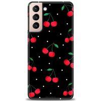 Samsung Galaxy S21 Plus Kılıf HD Baskılı Kılıf - Kirazlar + Tam Ekran Koruyucu