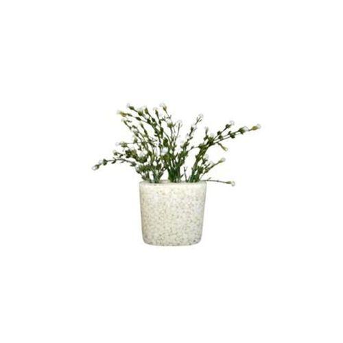 2 Adet Vazo Dahil,Vazoda Çiçek,Beyaz Yapay Çiçek,Vazo Dekoratif Deniz Taşı El Yapımı 10X5X14Cm