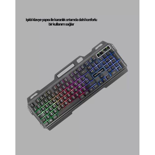 Işıklı Klavye Mouse Ve Bluetooth Kulaklık Seti Türkçe Q Usb