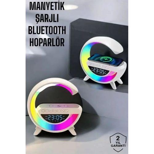 Bluetooth Hoparlör 15w Kablosuz Hızlı Şarj Led Gece Lambası