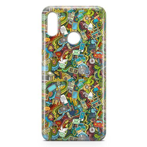 Huawei P Smart 2019 Kılıf Doodle Bilgisayar Cep Telefonu Arka Kapak Koruma Desenli Full Koruyucu