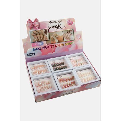 Orange Taşlı Takma Tırnak