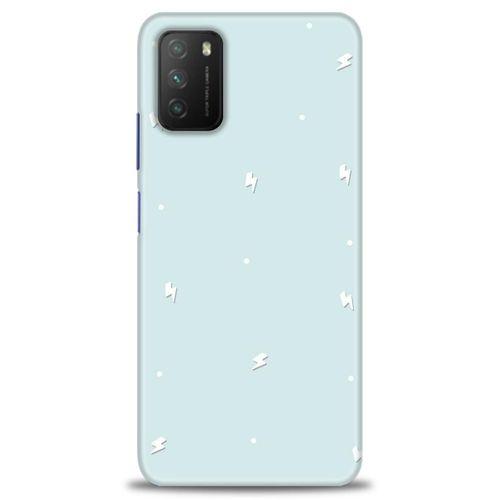 Xiaomi Poco M3 Kılıf HD Baskılı Kılıf - Beyaz Şimşekler + Tam Ekran Koruyucu