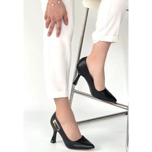 Cerin Siyah Cilt Topuklu Ayakkabı