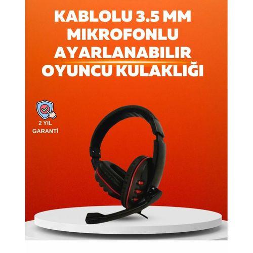 Stereo Kırmızı  Kulaklığı Yumuşak Pedli Mikrofonlu