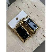 Mineli Kıvrımlı Küpe - Siyah