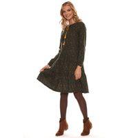 Haki Uzun Kol Pazen Püskül Yaka Kısa Elbise