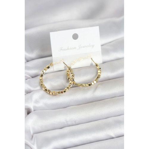 Pirinç Gold Renk Minimal Kare Halka Kadın Küpe