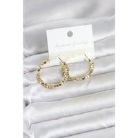 Pirinç Gold Renk Minimal Kare Halka Kadın Küpe
