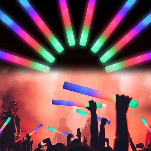 Led Işıklı 3 Modlu Kauçuk Işıklı Sünger Parti Çubuk Sopa - 46 cm (6’lı Paket)