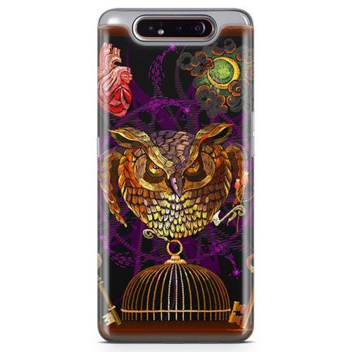 Samsung Galaxy A80 Kılıf Gotik Baykuş Arka Kapak Koruma Desenli Full Koruyucu