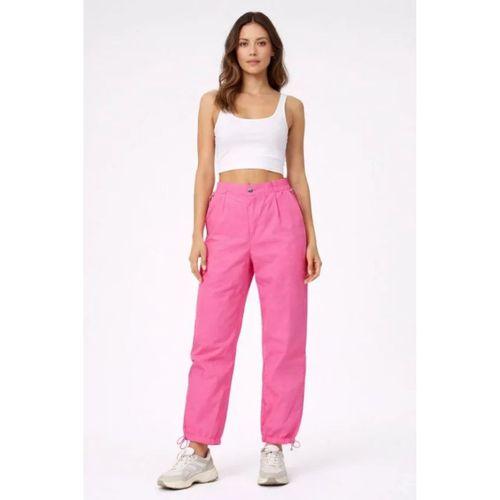 Paraşüt Kumaş Pantolon Bel Ve Paça Ayarlanabilir Lastikli Spor Pantolon - Pembe