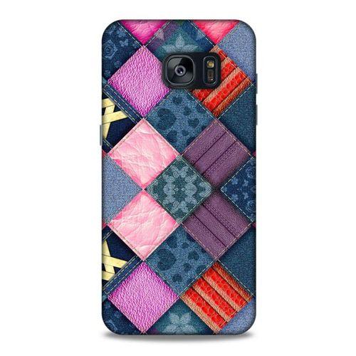 Samsung Galaxy S7 Edge Kılıf Patchwork (39) Liquid Crystal Kılıf Şeker Pembe Bordo
