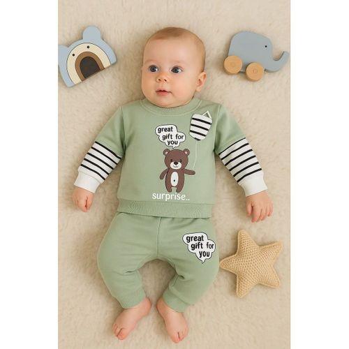 Gift For You Desenli 2'li % 100 Pamuk Erkek Bebek Takımı