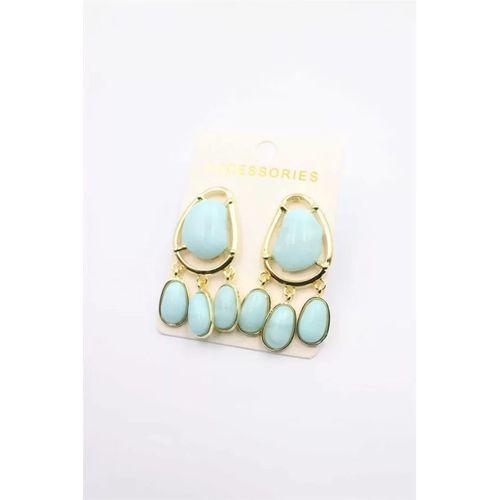 Taşlı Küpe - Turkuaz