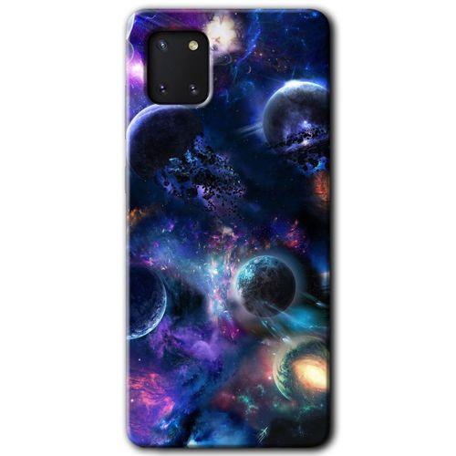 Potkal Hediye Fabrikası Samsung Galaxy A81 HD Baskılı Kılıf + 9D Tam Ekran Koruyucu - Gezegen Karışımı