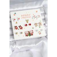 Yılbaşı Temalı Karışık Model 8 Çift Yılbaşı Temalı Kadın Küpe Seti