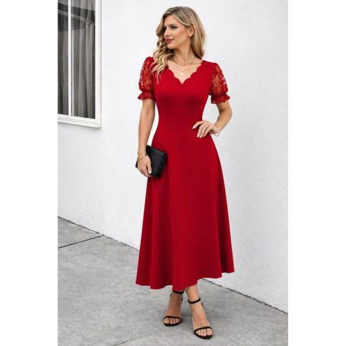 Kadın Kısa Kollu V Yakalı Uzun Janjan Elbise