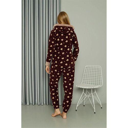Polar Kadın Kapşonlu Pijama Takımı Bordo