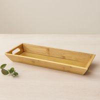 Bambu Ahşap Sunum Tepsisi 16x40x4 cm Çift Kulplu