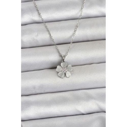 316L Çelik Zincir Gümüş Renk Yonca Model Kadın Kolye