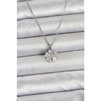 316L Çelik Zincir Gümüş Renk Yonca Model Kadın Kolye