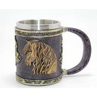 3d Kabartmalı At Büstü Paslanmaz Çelik Kupa Bardak Alk4473