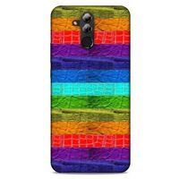 Huawei Mate 20 Lite Kılıf Patchwork (38) Neo Hybrid Kılıf Yeşil Kırmızı Mor