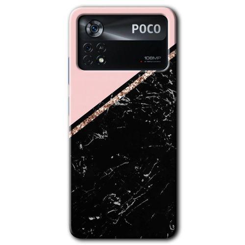 Poco x4 Pro Kılıf HD Desen Baskılı Arka Kapak - Yarım Mermer + Kırılmaz Cam