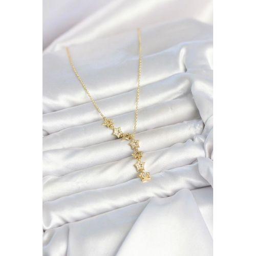 316L Çelik Yıldız Model Gold Renk Zirkon Taşlı Kadın Kolye