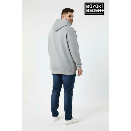 Erkek Büyük Beden İnce Kapşonlu Kollar Ve Etek Ribanalı Swatshırt SPR26BSW957