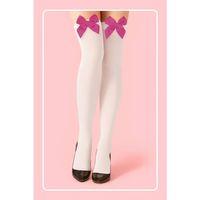 Fuşya Fiyonklu Beyaz Jartiyer Çorabı
