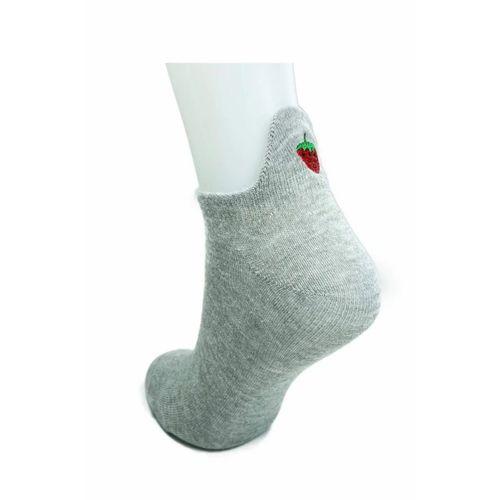 6 Çift Çilek Nakış Baskılı Pamuklu Yumuşak Kadın Bilek Çorap