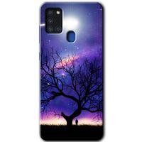 Potkal Hediye Fabrikası Samsung Galaxy A21s HD Baskılı Kılıf + 9D Tam Ekran Koruyucu - Uzay Silüet