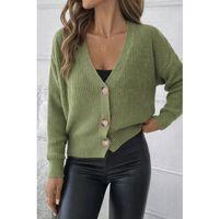 Kadın Uzun Kollu Düğme Detay Triko Bluz