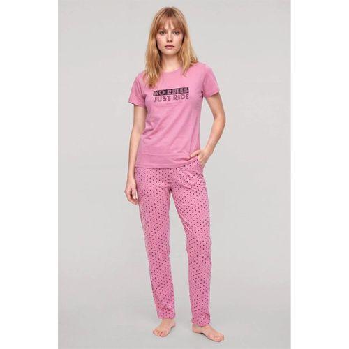 Özel Tasarım Kısa Kol Kadın Penye Pijama Takımı Somon