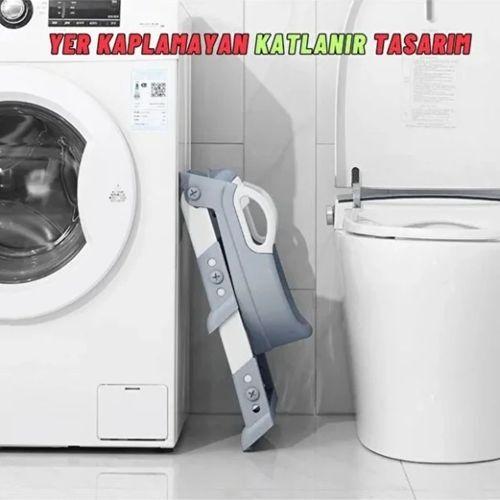 Gri Merdivenli Çocuk Klozet Tuvalet Eğitimi Atı